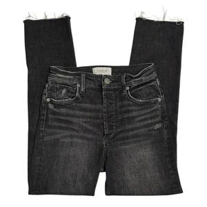 Evereve | The Ever Straight High Rise Button Fly Raw Hem Jeans Size 25